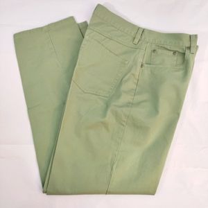 LL Bean Vintage Cotton High Rise Tapered Leg 5-Pocket Jean Light Green Size 12